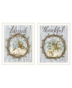 Trendy Decor 4U "Thankful and Blessed for the Fall" Framed Wall Art for Living Room, Wall Art Print for Home Decor, Bedroom Wall Art by Lisa Kennedy
